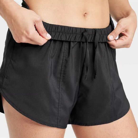 Women's Woven Mid-Rise Run Shorts 3" - All In Motion black small NWT - Picture 2 of 4